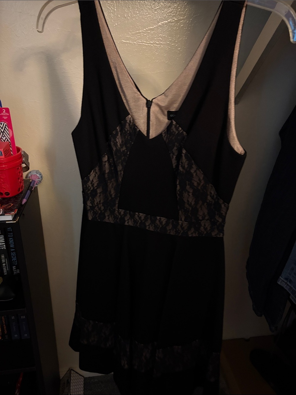 Guess by Marciano Black Lace Accent V-Neck Dress